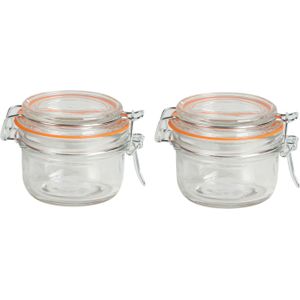Urban Living Weckpot/inmaakpot - 2x - 140 ml - glas - met beugelsluiting - D9 x H7 cm