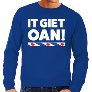 Blauwe trui / sweater Friesland It Giet Oan heren - Feesttruien