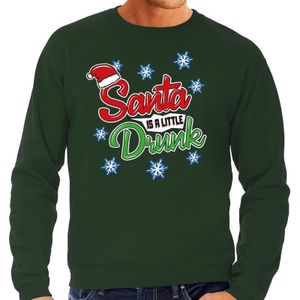 Groene foute kersttrui / sweater Santa is a little drunk voor heren - kerst truien