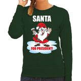 Santa for president Kerst sweater / foute Kersttrui groen voor dames - kerst truien