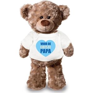 Knuffelbeer Liefste Papa met wit shirtje en hartje 24 cm - Vaderdag cadeau