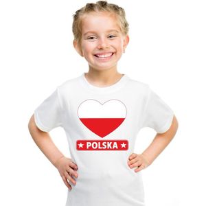 T-shirt wit Polen vlag in hart wit kind - Feestshirts