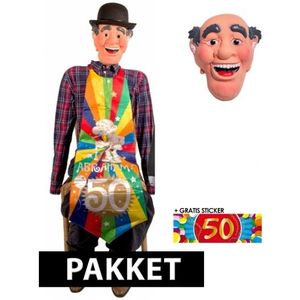 Opblaaspop Abraham pop en masker 50 jaar 140 cm - Opblaasfiguren