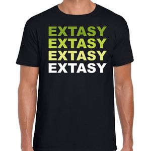 Extasy drugs fun t-shirt zwart met groene bedrukking heren - Feestshirts