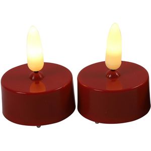 Countryfield LED theelichtjes/waxinelichtjes - 2x st - rood - met timer - warm wit - LED kaarsen