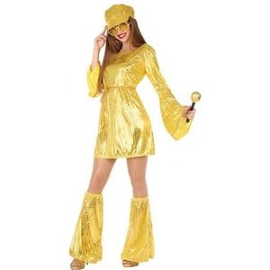 Carnaval disco verkleedkleding gouden pailletten jurkje voor dames - Carnavalskostuums