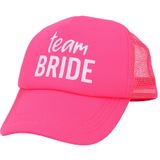 Vrijgezellenfeest baseballcaps/petjes - Bride en Team Bride - 7x stuks - wit/roze - dames - Verkleedhoofddeksels