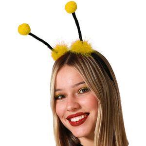 Verkleed diadeem bijen/Aliens sprieten - zwart/geel - meisjes/dames - Carnaval - Verkleedhoofddeksels