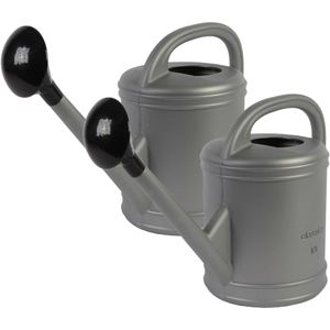 Gieter - 2x - kunststof - grijs - 10 liter - voor binnen/buiten - Gieters