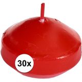 30x Rode drijfkaarsen 4,6 cm 4,5 branduren decoratie/versiering - bolkaarsen