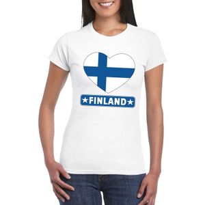 T-shirt wit Finland vlag in hart wit dames - Feestshirts