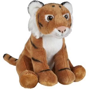 Pluche knuffel dieren Bruine Tijger 18 cm - Speelgoed wilde dieren knuffelbeesten