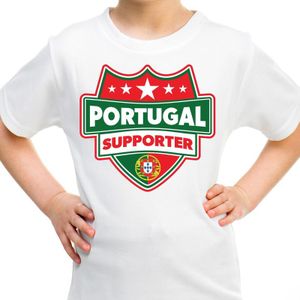 Portugal schild supporter t-shirt wit voor kinderen - Feestshirts