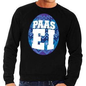 Paas sweater zwart met blauw ei voor heren - Feesttruien