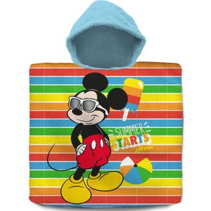 Disney Mickey Mouse bad cape/poncho - 60 x 120 cm - katoen - voor kinderen - Badcapes