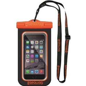 Zwart/oranje smartphone/mobiele telefoon hoesje waterproof/waterbestendig met polsband - Telefoonhoesjes
