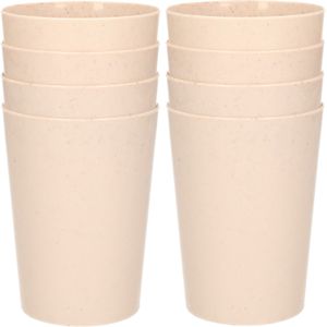 8x drinkbekers van afbreekbaar bio-plastic 290 ml in het eco-beige - Drinkbekers