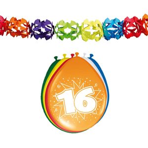 Folat Party 16e jaar verjaardag feestversiering set - Ballonnen en slingers - Feestpakketten