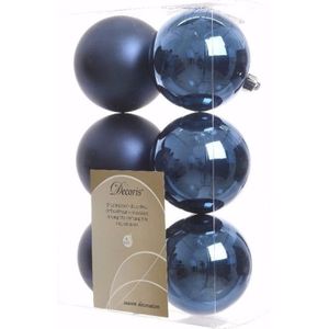 Elegant Christmas blauwe kerstversiering kerstballen pakket 6 stuks - Kerstbal