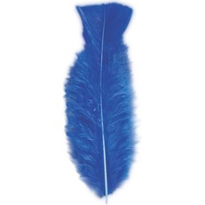 50x Blauwe veren/sierveertjes decoratie/hobbymateriaal 17 cm - Verkleedveren