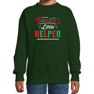 Santas little helper / Het hulpje van de Kerstman Kerstsweater / Kersttrui groen voor kinderen - kerst truien kind