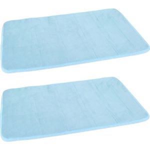 Set van 2x stuks blauwe sneldrogende badmat 40 x 60 cm rechthoekig - Badmatjes