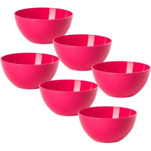 Plasticforte kommetjes/schaaltjes - 6x - dessert/ontbijt - kunststof - D17 x H7 cm - fuchsia roze