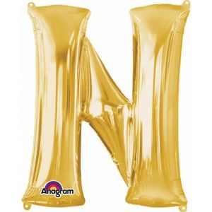 Grote letter ballon goud N 86 cm - Ballonnen