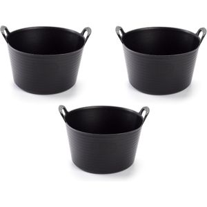 3x Flexibele Emmers/Wasmanden Zwart 56 Liter - Opbergmanden - Wasmanden - Flexibele Emmers