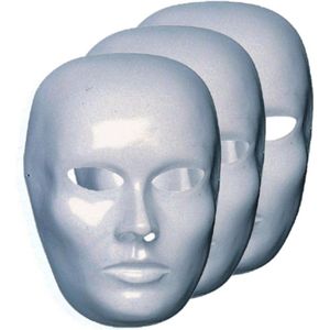 Set van 8x stuks blanco maskers van dames gezicht - Verkleedmaskers