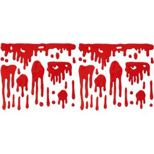 Horror gel raamstickers bloed - 3x - 25 x 25 cm - rood - Halloween thema decoratie/versiering - Feeststickers