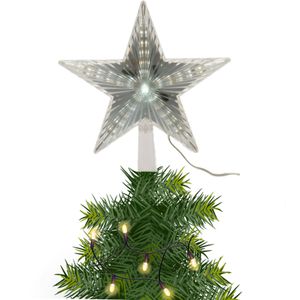 Lichtgevende koel witte kerst ster H23 cm met knipperlicht functie - kerstboompieken