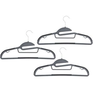 5Five - Kledinghangers - Grijs/Zwart - Set van 16 - Kunststof - 41 x 22 cm