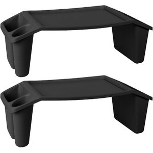 Dienblad/schoottafel - 2x - zwart - kunststof - 60 x 31 x 20 cm - Dienbladen