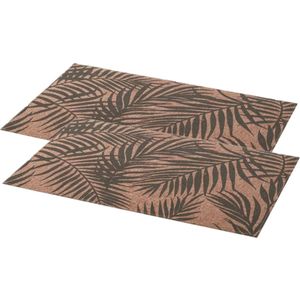 Set van 12x stuks rechthoekige placemats Palm grijs - linnen mix - 45 x 30 cm - Onderleggers