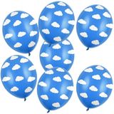 Thema feest ballonnen 12x stuks blauwe wolken/lucht 30 cm - Ballonnen