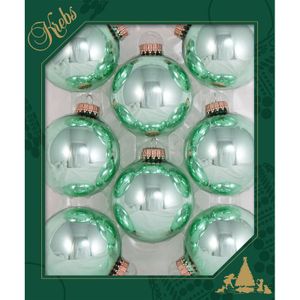 Kerstballen - 8x st - groen - 7 cm - glas - seafoam mintgroen - kerstversiering - Kerstbal