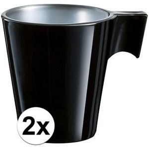 2x Zwarte espresso kop - Bekers
