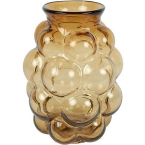 Bloemenvaas Bubblegum Large - transparant glas - cognac bruin - 21 x 30 cm - vaas - Vazen