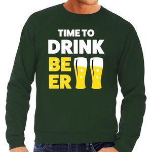 Time to drink Beer tekst  sweater groen voor heren - Feesttruien
