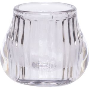 Glazen theelichthouder / waxinelichthouder grijs rond 8 cm - Waxinelichtjeshouders