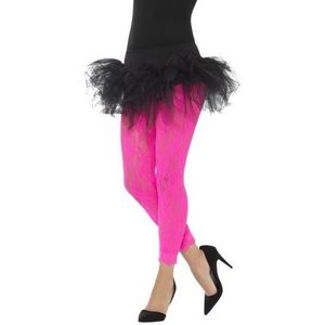 Kanten panty neon roze voor dames - Verkleedpanty