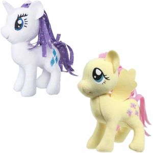 Set van 2x Pluche My Little Pony speelgoed knuffels Rarity en Fluttershy 13 cm - Knuffeldier