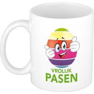 Pasen mok / beker - Vrolijk Pasen - paasei die duim schuin opsteekt - 300 ml keramiek