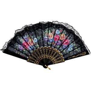 Spaanse handwaaier Marbella - multi colour - kunststof/polyester - 23 cm - Verkleedattributen