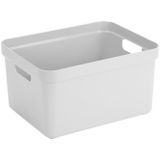 2x Sunware opbergbox/mand 32 liter wit kunststof met transparante deksel - Opbergbox