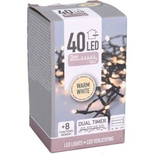 Kerstverlichting - warm wit - 40 leds - 300 cm -zwart snoer - batterij - Kerstverlichting kerstboom