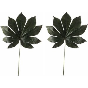 5x stuks vingerplant Fatsia kamerplant nep takken 55 cm donkergroen - Kunstplanten