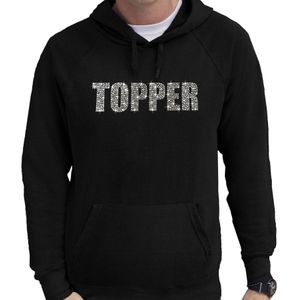 Glitter foute trui hoodie zwart Topper glitter steentjes voor heren - Capuchon trui - Feesttruien