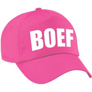Roze Boef verkleed pet / cap voor volwassenen - Verkleedhoofddeksels